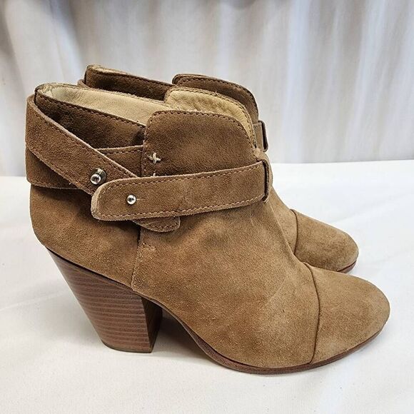 Rag & Bone Women's Harrow Suede Ankle Boot  Size US 7 Camel Block Heel - Picture 4 of 13
